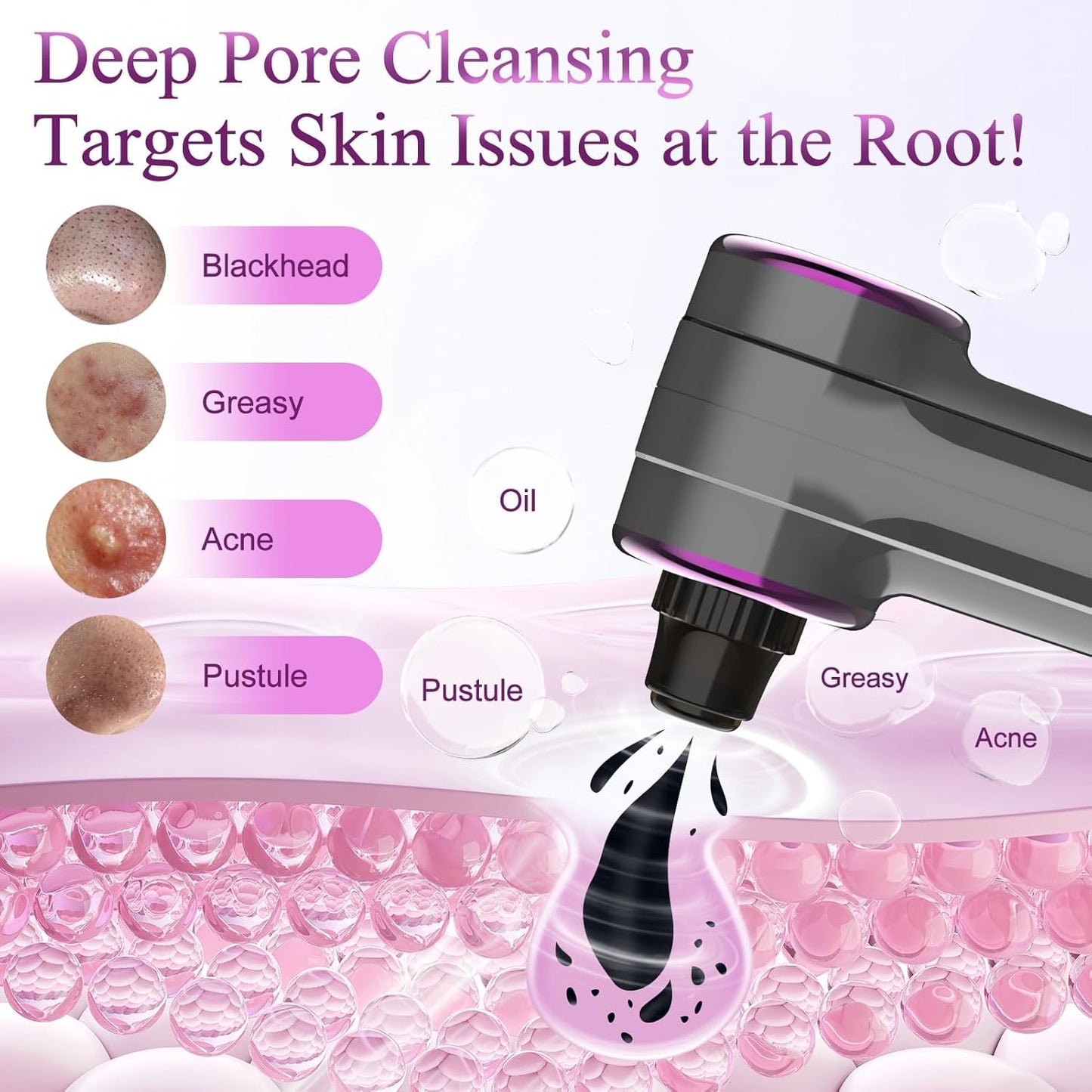 Blackhead Vacuum Removers with Heating, Pore Vacuum Blackhead Suction Remover, 3 Adjustable Suction Levels 9 Modes, Comedone Extractor Kit with 5 Suction Heads for Nose & Face Deep Pore Cleaning