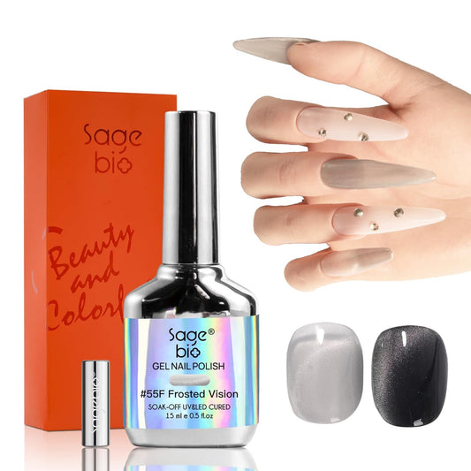 Cat Eye Gel Nail Polish with Magnet Stick, 15ml Magnetic Gel, Create Stunning Cat Eye Effects for DIY Manicures, Long-Lasting, Salon-Quality Finish, Frosted Vision