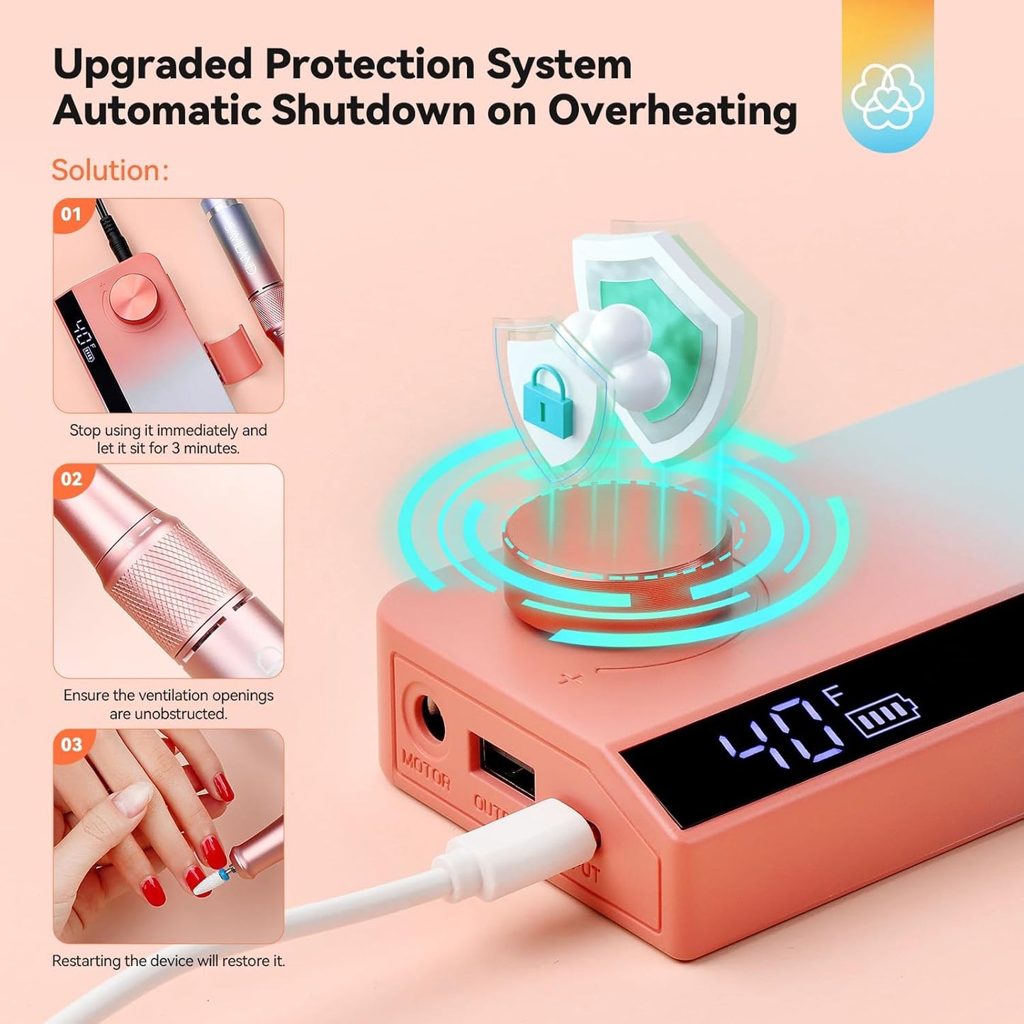 SAVILAND Electric Nail Drill Professional: 40000RPM Upgrad Nail Drill Kit 2025 Beautiful Gradient Sunset Color Scheme Nail D rill Machine Portable Nail File & Buffers Salon Use Manicure Pedicure