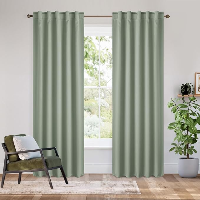 RYB HOME Bedroom Blackout Curtains 80 inches Long, 100% Blackout Thermal by RYBHOME