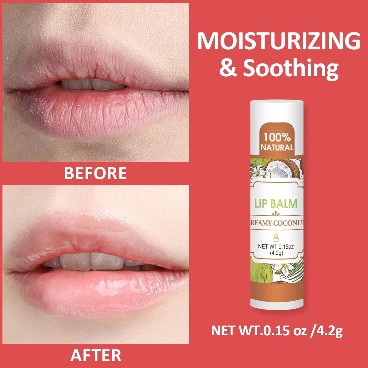 64 Pack Lip Balm, Natural Lip Balm Bulk with Vitamin E and Coconut Oil, Bulk Moisturizing Lip Balms for Dry Lips-16 Flavors