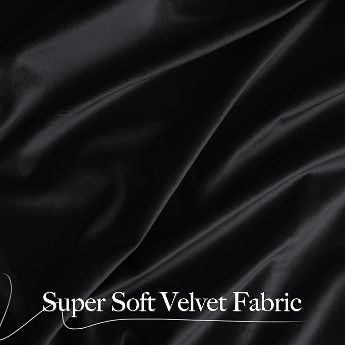 NICETOWN Black Velvet Blackout Curtains 80 inch Long - Image 2