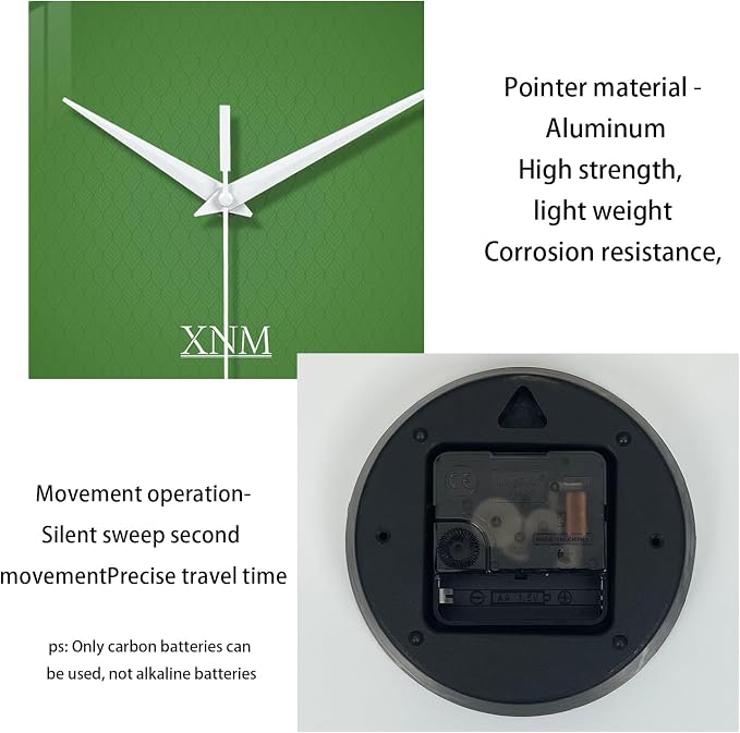 XNM Green Wall Clock for Bedroom Round Glass Wall Clocks Battery Operated 14 - Image 8