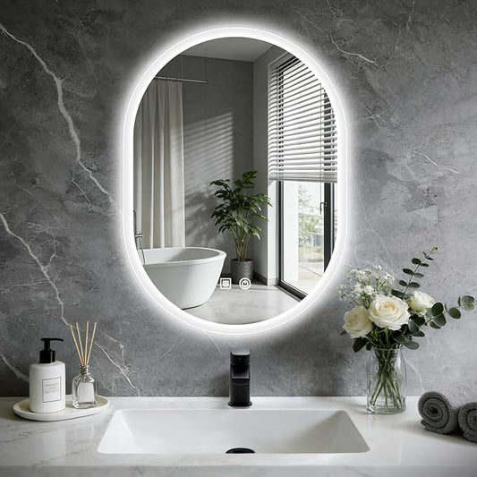 20x28 LED Bathroom Mirror with Lights Oval, Lighted Bathroom Vanity Mirror by Unknown