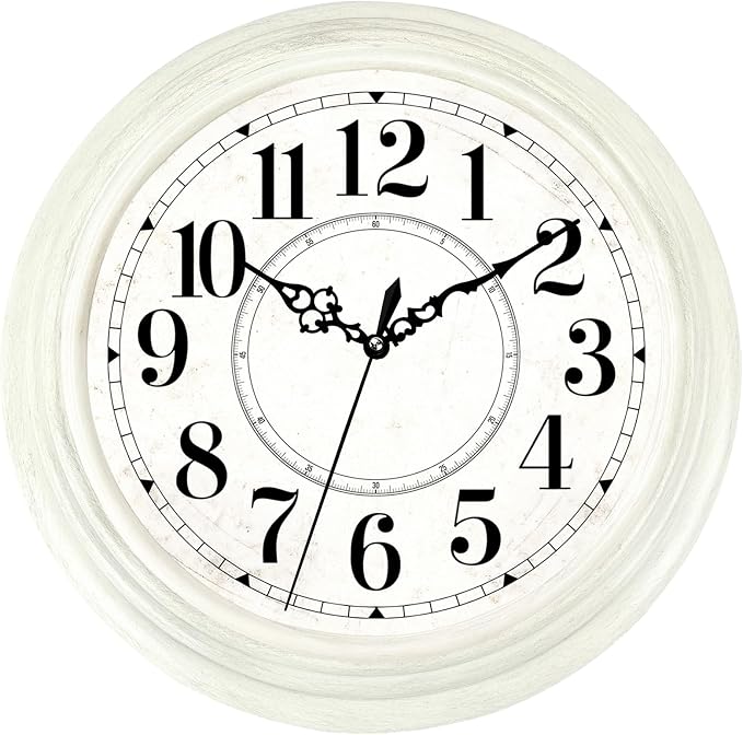 Vintage Wall Clock 13 Inch Quartz Silent Non-Ticking Analog Clock Battery by Comfytune