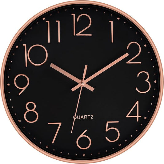 Foxtop Modern Wall Clock 12 Inch Non-Ticking Silent Battery Operated Round by Foxtop