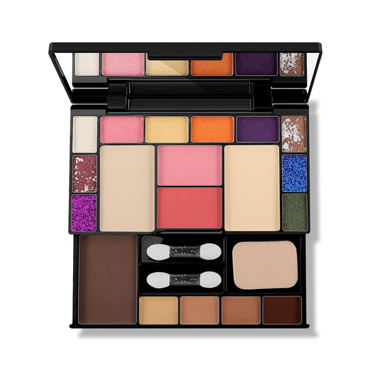 Makeup Palette Set, Makeup Kit for Women, 19 Color Makeup Set Include Matte Glitter Eyeshadow, Contour, Highlighter, Concealer, Eyebrow Powder, Blush, Mirror, Makeup Brush, Sponge