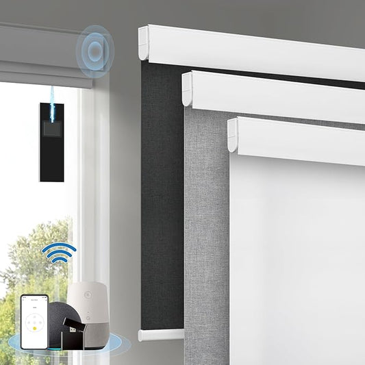 Motorized Blinds with Remote, Cordless Smart Blinds with Valance Cover by Enjoyyoursmartlife
