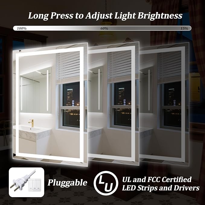36"x24" Smart LED Bathroom Mirror - Image 4