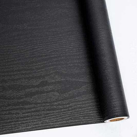 Abyssaly Black Wood Peel and Stick Wallpaper 11.78 in X 590 in Decorative by Abyssaly
