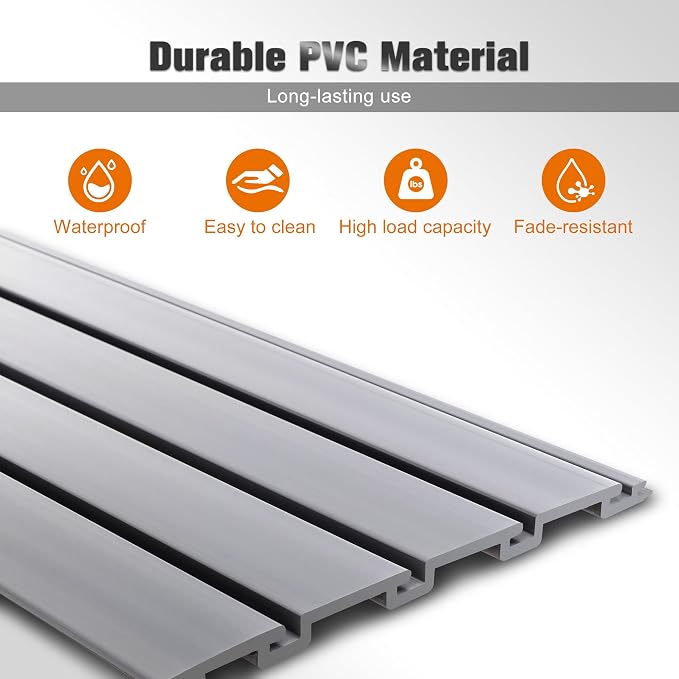 Slatwall Panel 4x2FT PVC Slat Wall Panels Garage Slat Wall Organizer Heavy Duty - Image 4