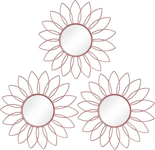 3 Pack Metal Mirrors for Wall Sunburst Wall Mirrors Home Décor Decorative by Uaussi