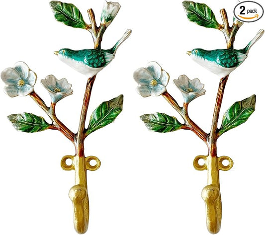 2 Pack Decorative Wall Hooks, Vintage Bird Shaped Metal Wall Hook by Pasiir