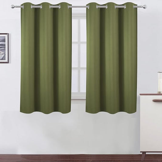 LEMOMO Oilve Green Blackout Curtains 38 x 54 Inch Length/Set of 2 Curtain by Lemomo