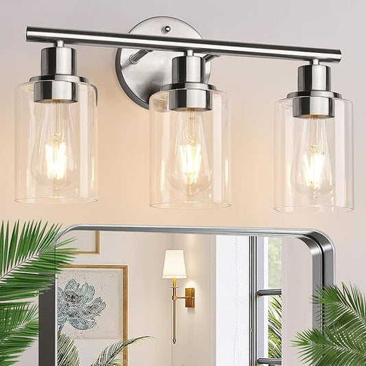 Zarbitta 3-Light Bathroom Light Fixtures, Brushed Nickel Vanity Light, by Zarbitta