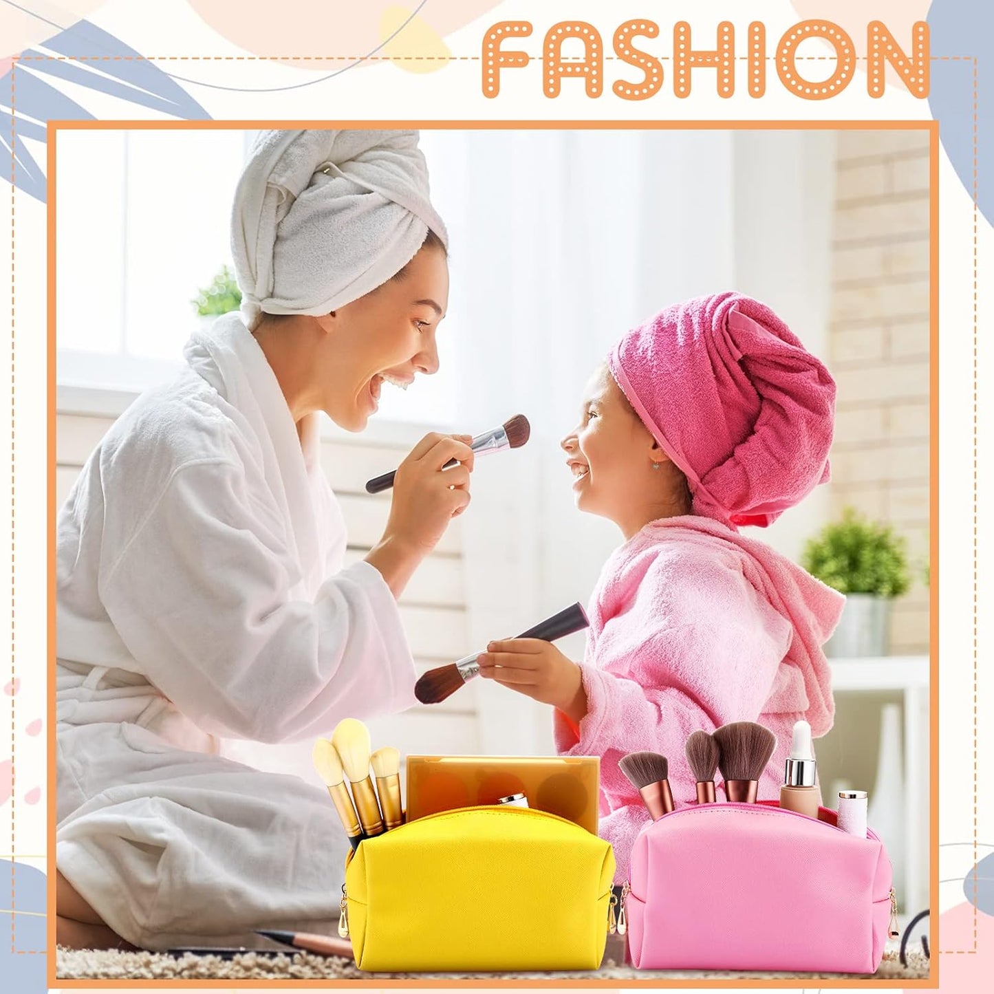 Kigeli 15 Pcs Aesthetic Makeup Bags PU Leather Cosmetic Pouches Waterproof Plain Toiletry Bags Makeup Pouches Bulk for Women Party Gift Travel Storage Organizer(Macaron)