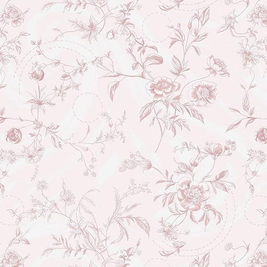 Ismoon Peel and Stick Wallpaper Floral Pink Stick on Wall Paper Vintage French by Ismoon