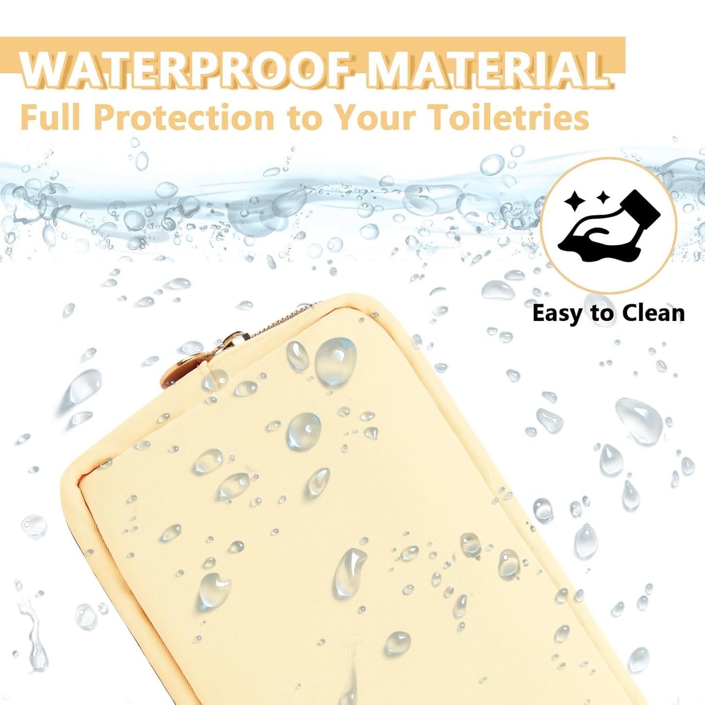 Small Makeup Bag Pouch for Purse, Nylon Travel Toiletry Storage Bag Cute Preppy Cosmetic Bag for Women Girls, Waterproof Makeup Organizer Bag Pouch Skincare Bag Purse with Zipper (Small-Sand)