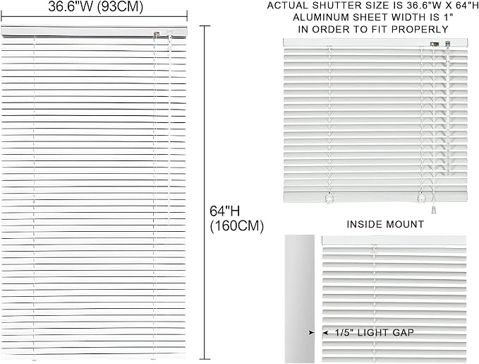 YIIBAII Mini Blinds Suitable for 37" W x 64" H Windows 1" Aluminum Horizontal - Image 6