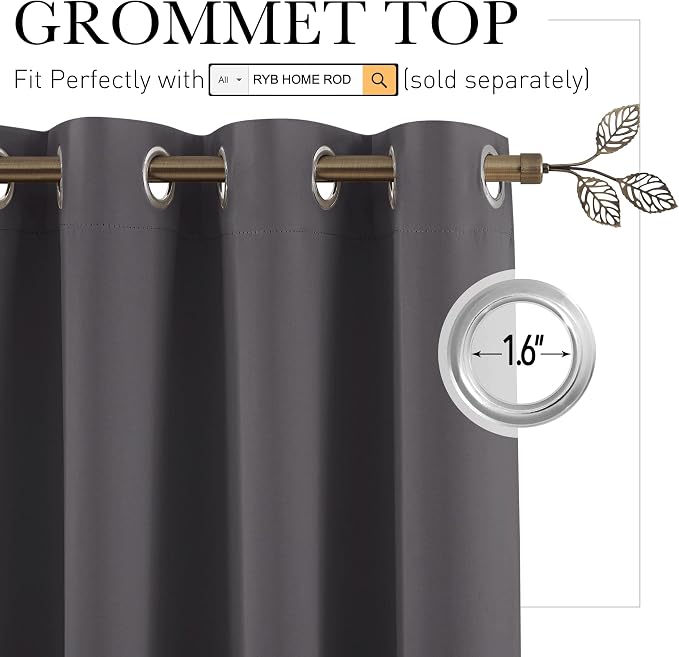 RYB HOME Extra Wide Curtains for Divider Room Separation Soundproof Temporary - Image 2