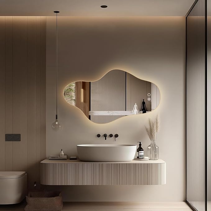 55″x31.5″ Modern Irregular LED Bathroom Mirror - Image 3