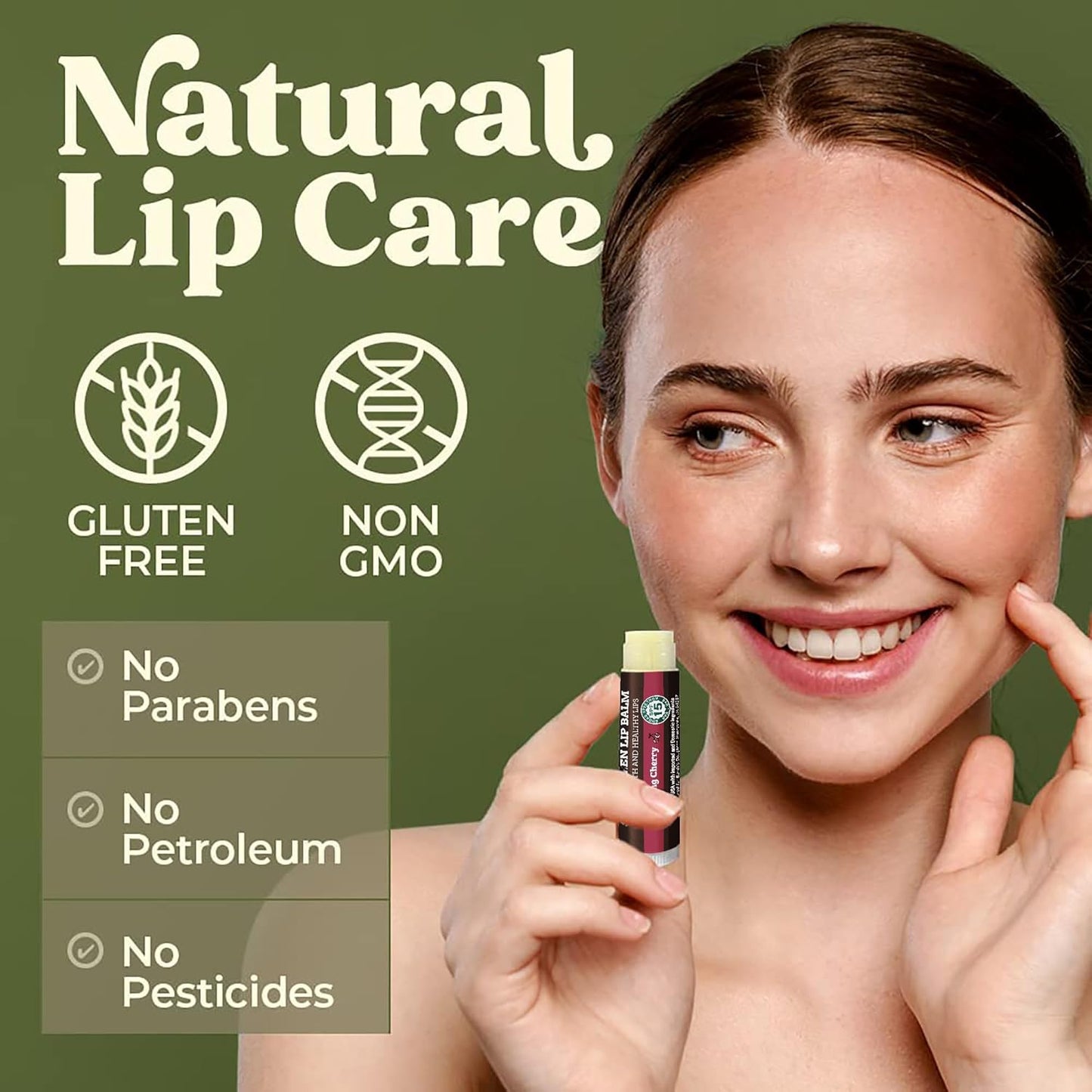 Earth's Daughter SPF Lip Balm Cherry Flavor 4-Pack - Lip Sunscreen, SPF 15, Organic Ingredients, Beeswax, Coconut Oil, Vitamin E - Hypoallergenic, Paraben Free, Gluten Free