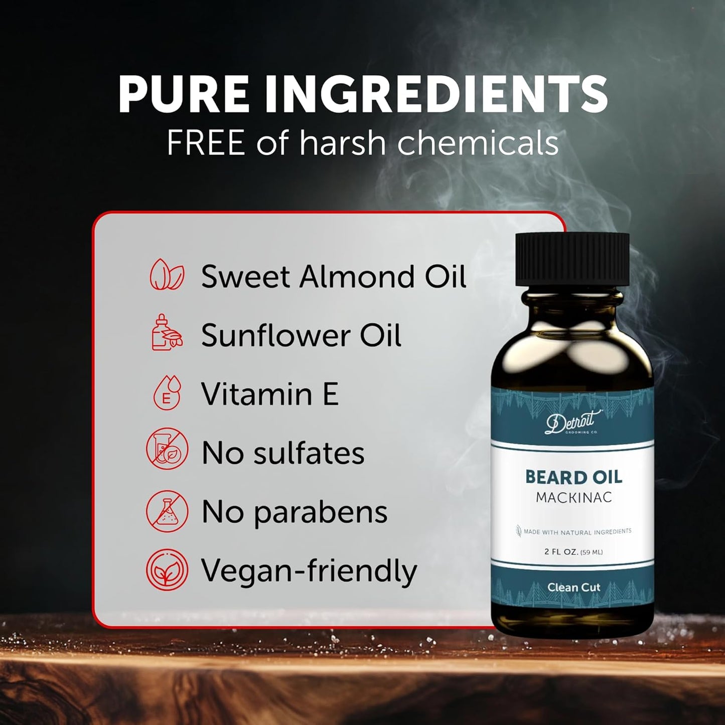 Detroit Grooming Beard Oil | Hydrating & Nourishing Formula • Mackinac Scent (2 oz)