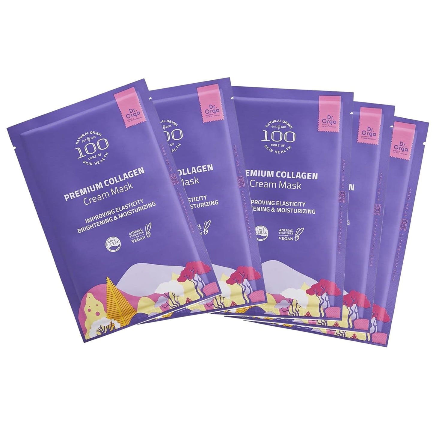 Premium Bio-Collagen Real Deep Mask, Hydrating Overnight Hydrogel Face Mask, Pore Minimizing, Elasticity Improvement, 5 Masks per Pack, [Made in South Korea]