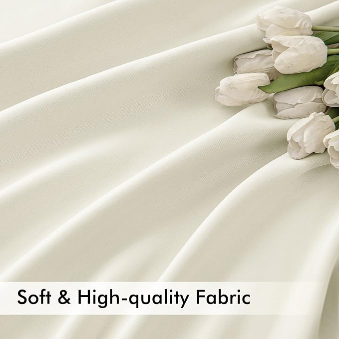 MIULEE Cream Back Tab Blackout Curtains 90 Inches Long 2 Panels Set - Image 6