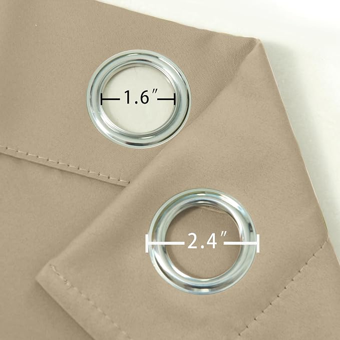 LEMOMO Blackout Curtains 52 x 120 Inch Long Beige Curtains Set of 2 Panels Room - Image 5