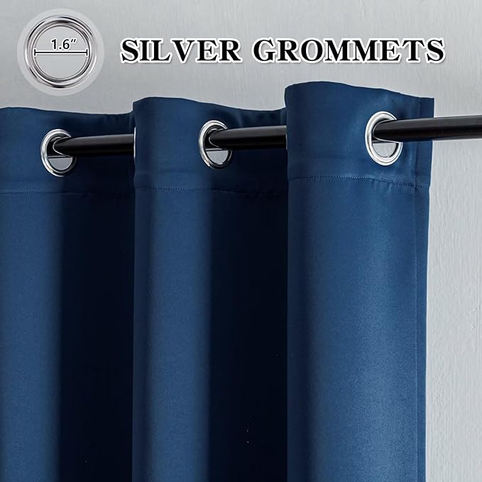 IGEMAEVE Navy Blue Blackout Curtains 84 Inch Length 2 Panels Set, Grommet - Image 3