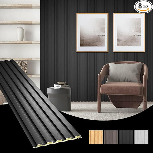 OUZUGIE WPC Acoustic Slat Wall Paneling, Living Room, TV Background, Study Room by OUZUGIE