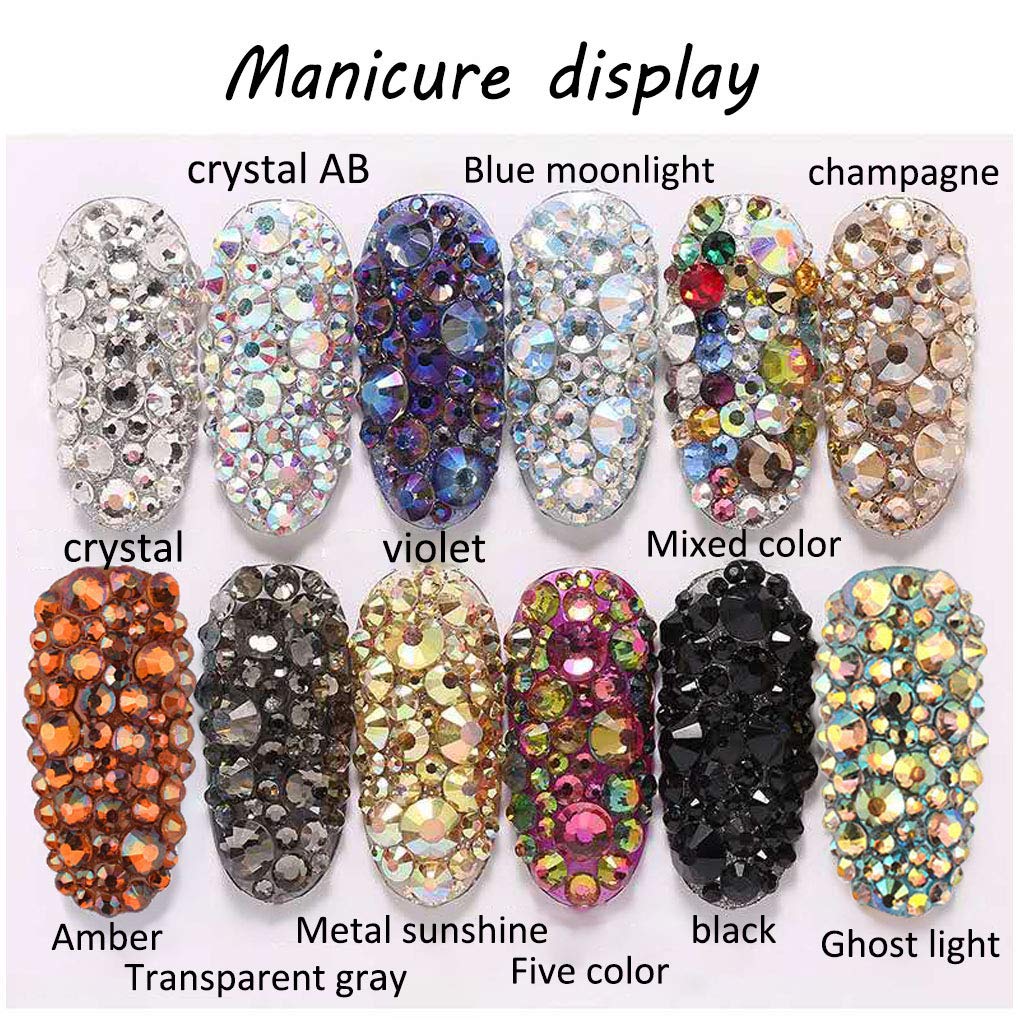 Rhinestones flat back gems round DIY decorative Nail Face and apparel accessories ss3-20 mix size(4320pcs mixed color)