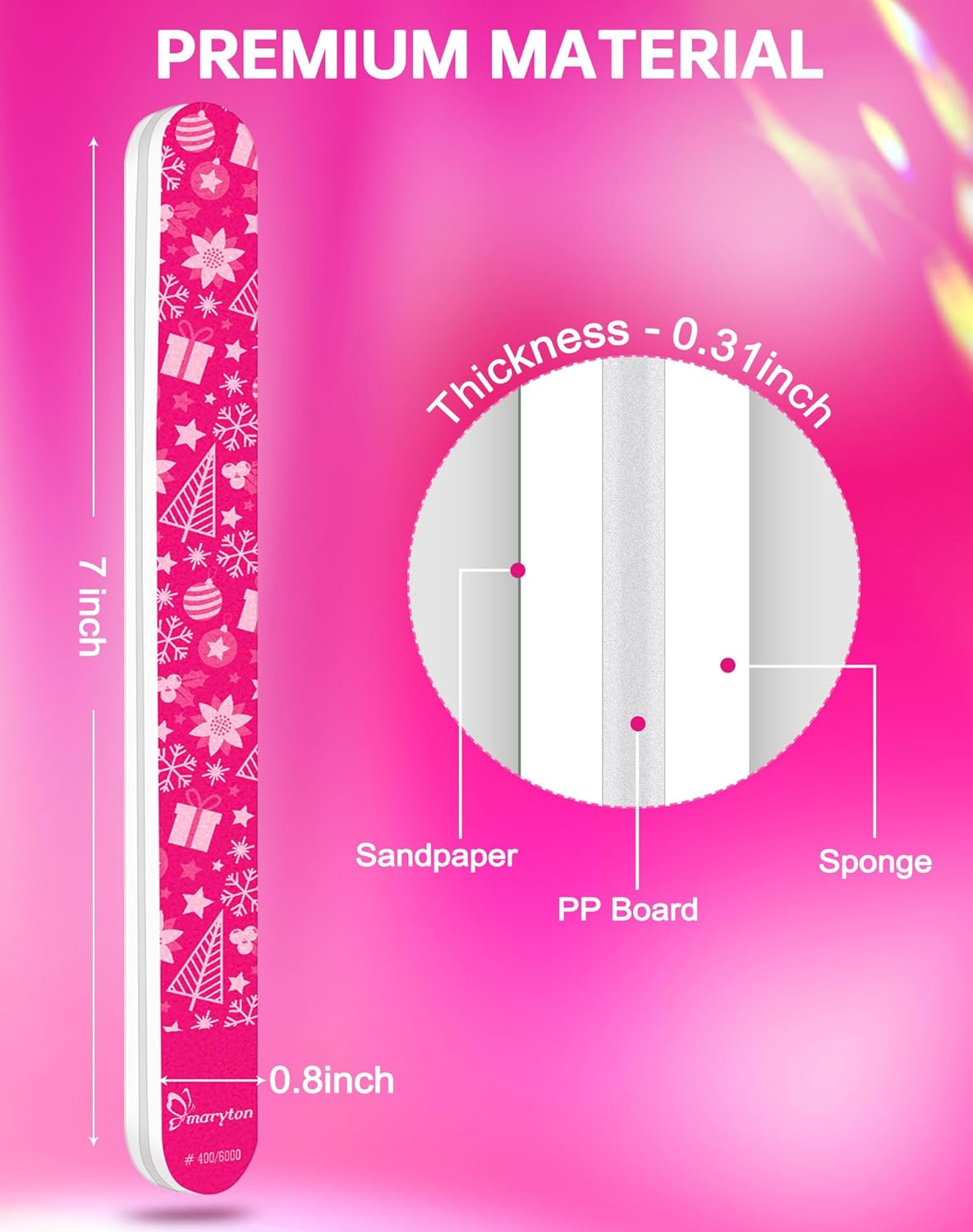 Maryton Nail Buffer for Natural Nails, Unique Gifts for Women, Ultra Shine Buffing Files Nail Care Kit Gifts for Her, 3Pcs