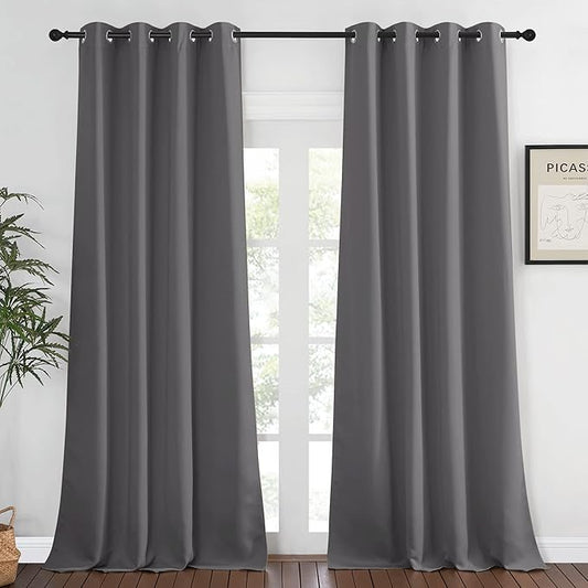 NICETOWN Grey Blackout 108 inch Curtains by NICETOWN