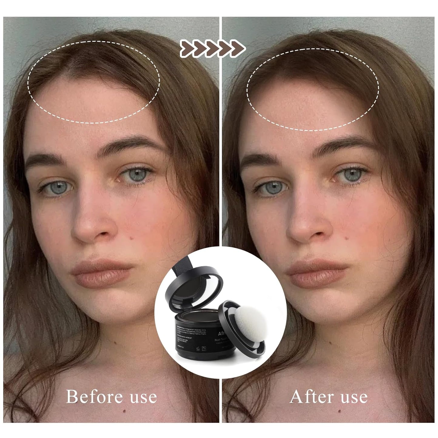 Instant Hairline Powder, Root Touch Up Hair Color for Gray Coverage and Thinning Hair, Root Cover Up Conceals Hair Loss & Bald Spots, Natural and Non-Greasy Hair Color for Women & Men, Black