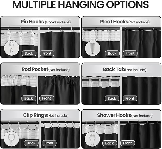 Black Out Curtains for Bedroom Windows 52 x 90 Inch Long 2 Panels - Image 2