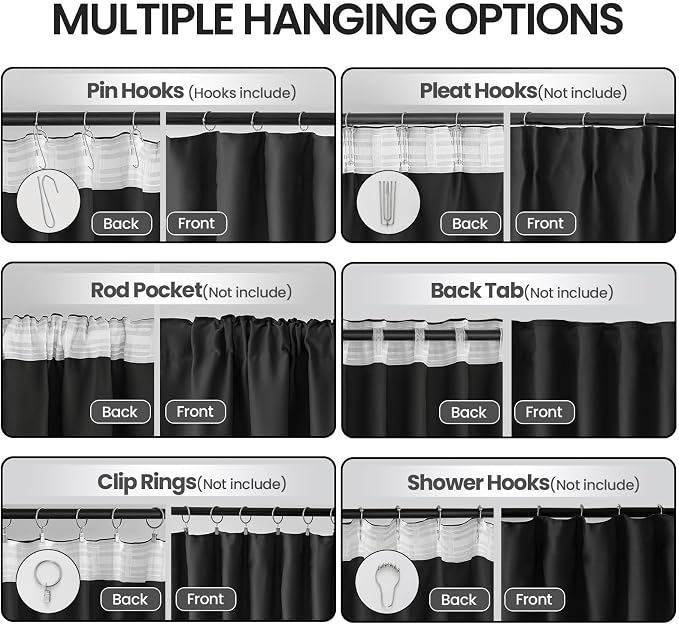 Long Black Out Curtains for Bedroom Windows 108 Inch Length 2 Panels - Image 2