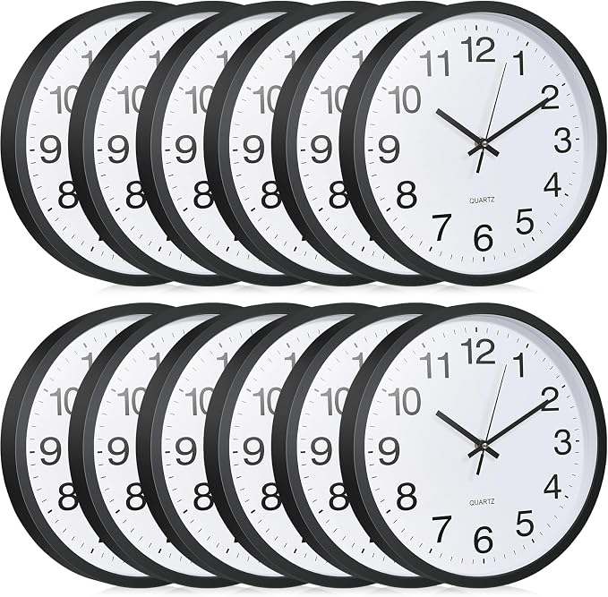 Inbagi 12 Pieces Silent Wall Clock Large 12 Inches Quartz Analog Clock Non by Inbagi