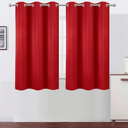 LEMOMO Blackout Curtains 38 x 54 inch/Bright Red Curtains Set of 2 by Lemomo