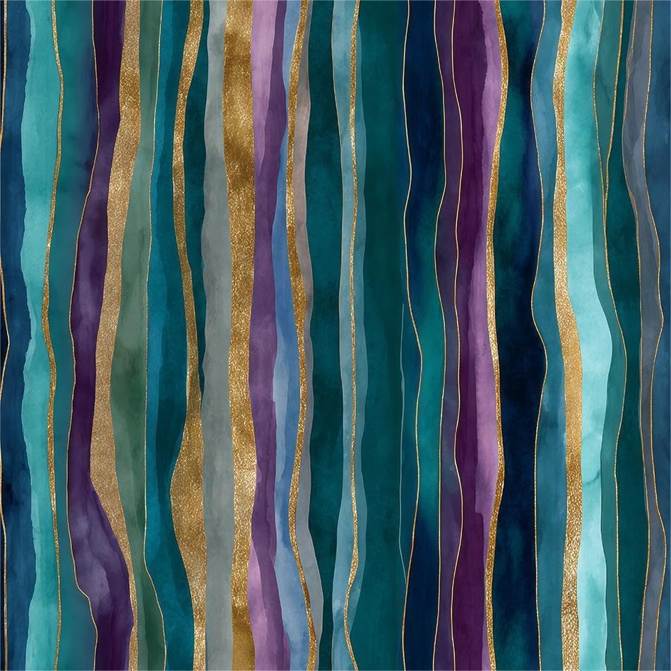17.7"X118" Teal Green Purple Abstract Geometric Mosaic Wave Peel and Stick by Unknown