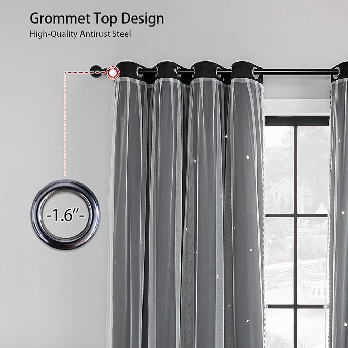XiDi Black Out Curtains for Bedroom Windows, Curtains for Girls Bedroom Decor - Image 4