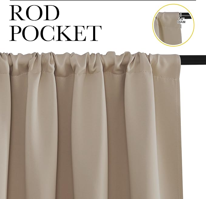 NICETOWN Window Curtains Blackout Drapes, 1 Pair, 52 by 72-Inch, Thermal - Image 2