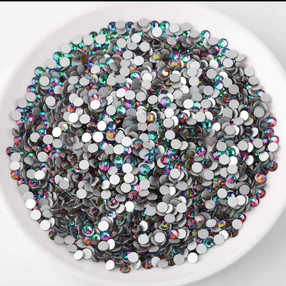 Beadsland 2880pcs Flat Back Crystal Rhinestones Round Gems for Nail Art and Craft Glue Fix,Green Volcano,SS4,1.5-1.7mm