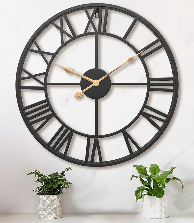 Pytha Sight 24 Inch Large Oversized Farmhouse Modern Decorative Wall Clock by Pytha+Sight