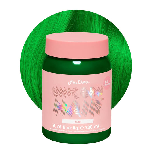 Lime Crime Unicorn Hair Dye Full Coverage, Jello (Tropical Green) - Vegan and Cruelty Free Semi-Permanent Hair Color Conditions & Moisturizes - Temporary Green Hair Dye With Sugary Citrus Vanilla