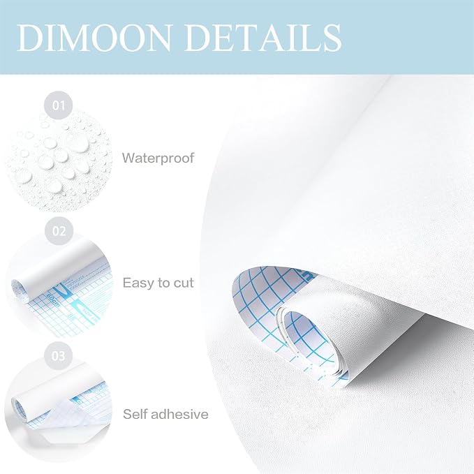Dimoon 787''x17.7'' Peel and Stick Wallpaper White Contact Paper - Image 3