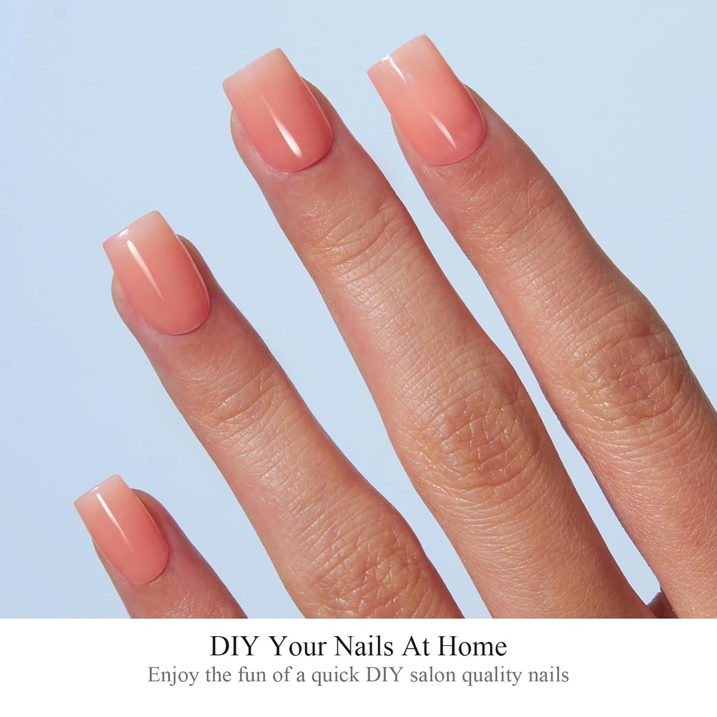 Semi Cured Gel Nail Strips, 20 PCS Gel Nail Stickers Work with UV Light, Salon Quality & Easy to Use - Light Nude