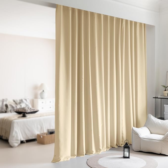 Room Divider with Blackout Ceiling Track Curtain, Extra Wide by KNEOQIT