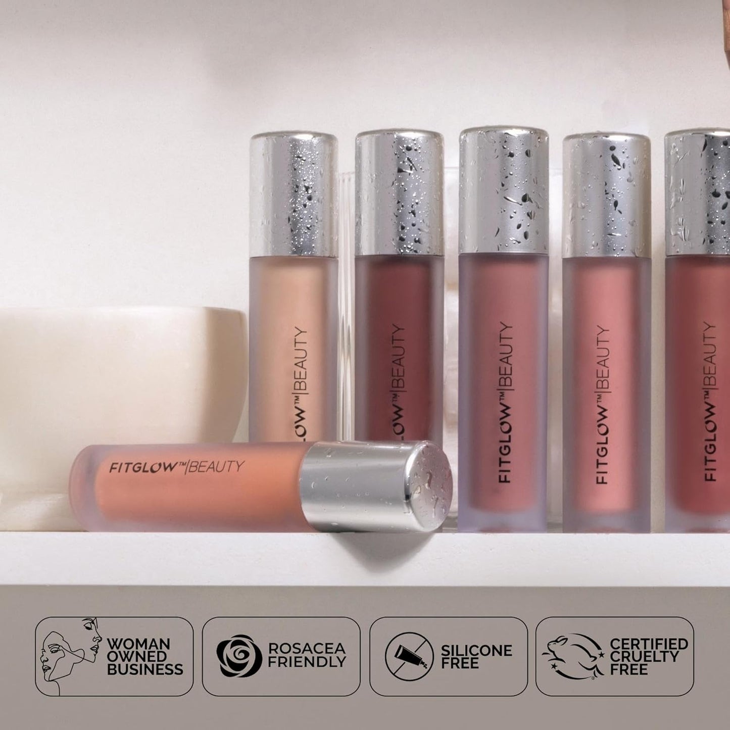 FITGLOW Beauty Lip Colour Serum | Hydrating Lip Gloss | Plumping Anti-Aging Lip Treatment | Natural Shine with Pomegranate Sterols & Collagen | Buildable Color for Dry Chapped Lips | Halo - 10g